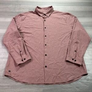 01 Algo Shirt Mens 2XL Rosewood Check Long Sleeve Performance Button Up Stretch